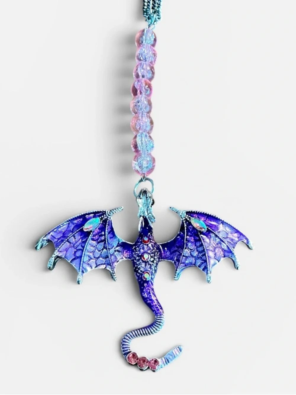 🆕 Fire Breathing Dragon Pendant Necklace-Purple in Color